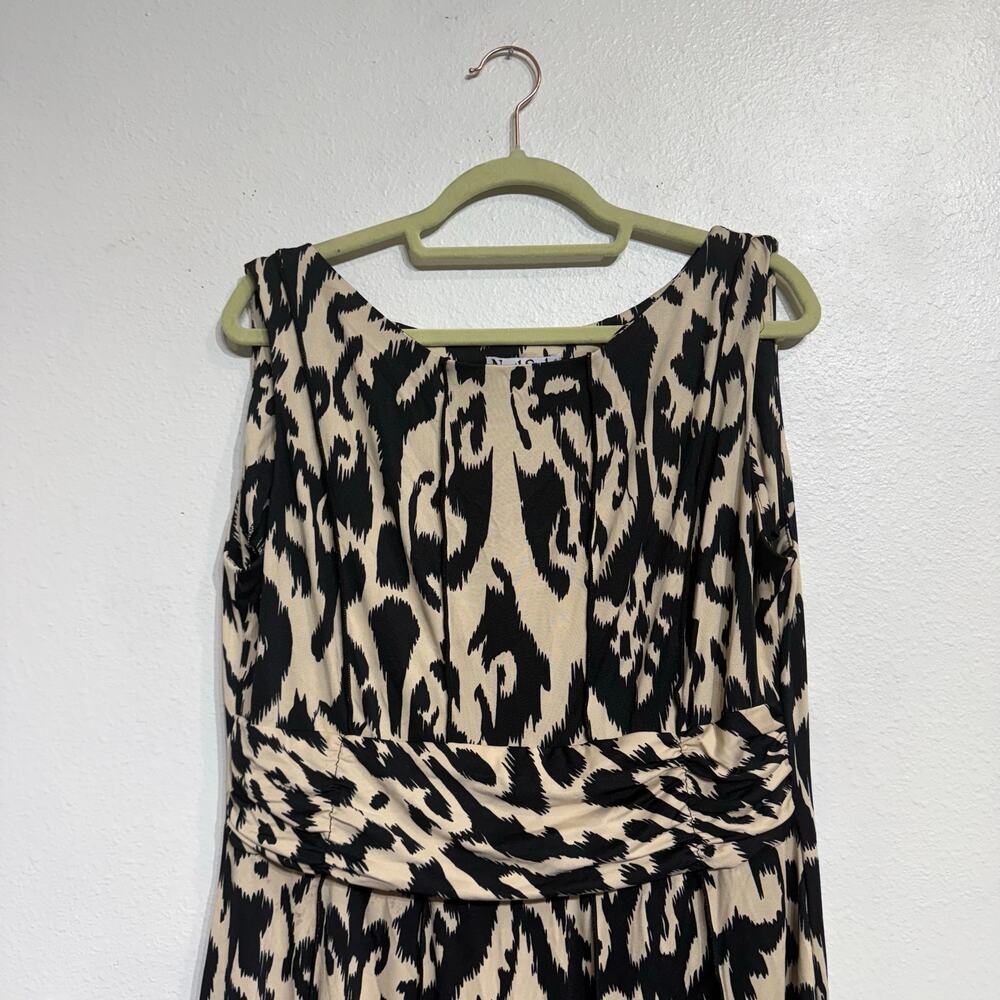 North Style Cream Black Ikat Print Sleeveless Midi Dress Sz 18 - Picture 3 of 11